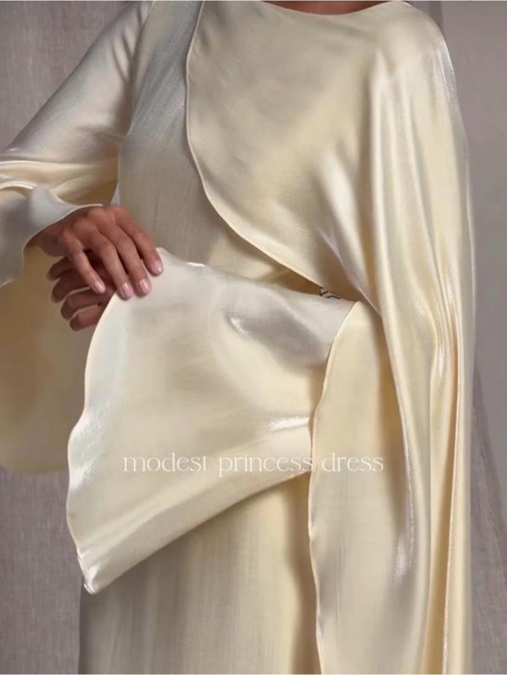 Lichi Modest Princess Dress - butter yellow Satin Women's Dress